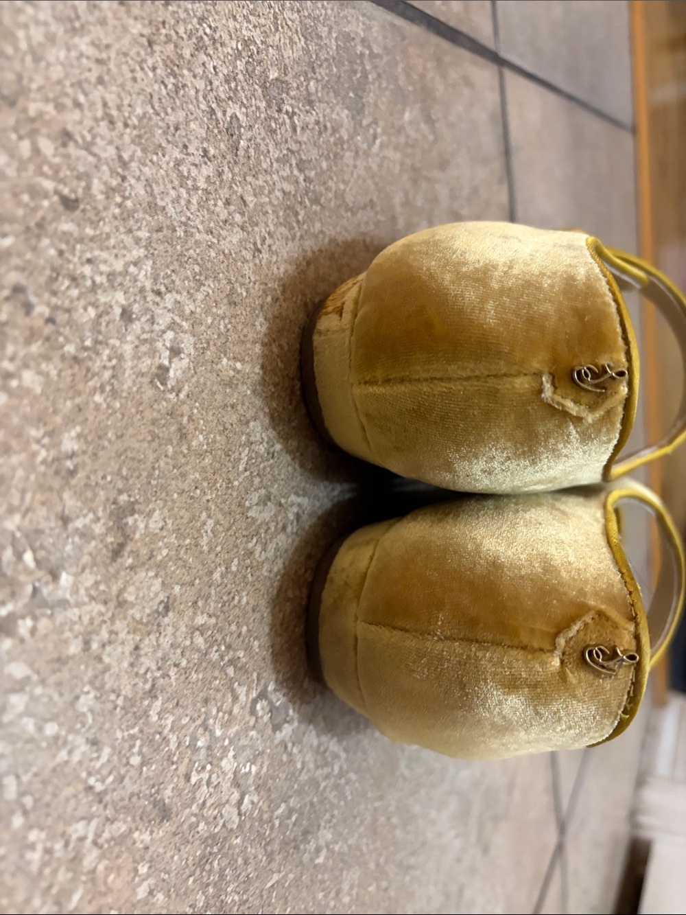 Sam Edelman Gold Velvet Mary Jane Pointed-Toe Flats - Picture 5 of 9